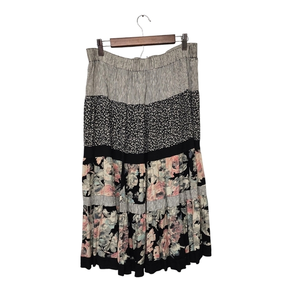 Vintage Carol Anderson Whimsigoth Floral Striped Maxi Skirt Sz L - Picture 3 of 7